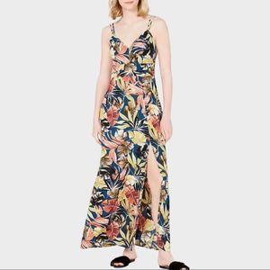 Tropical Leaf Print Sleeveless Maxi Dress, Junior Size 13/14